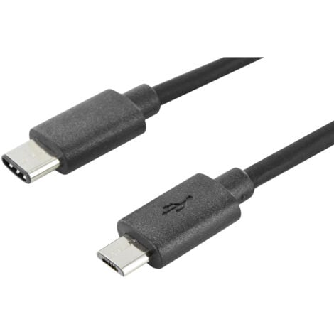 Digitus USB-Kabel USB 2.0 USB-C® Stecker, USB-Micro-B Stecker 1.80 m Schwarz Rund, beidseitig verwen