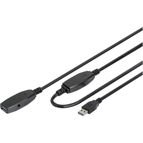 Digitus USB-Kabel USB 3.2 Gen1 (USB 3.0 / USB 3.1 Gen1) USB-A Stecker, USB-A Buchse 20.00 m Schwarz