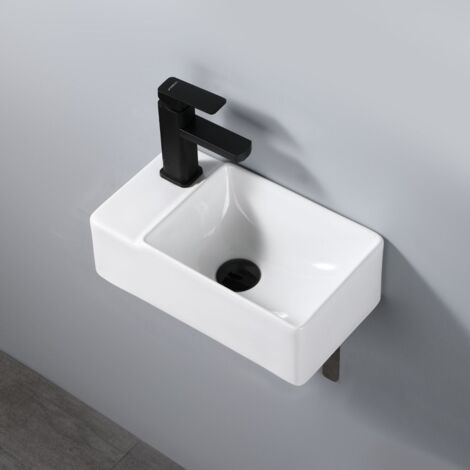 Lavabo lave-mains rectangulaire blanc 60x40cm – Design compact pour petits espaces – Installation facile – Finition lisse et esthétique