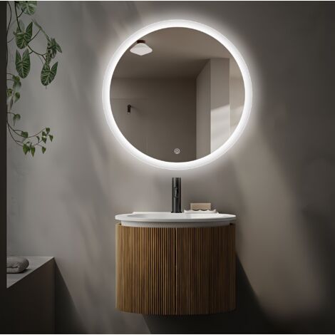 DILECI - Miroir rond avec contour givré Ø70 cm