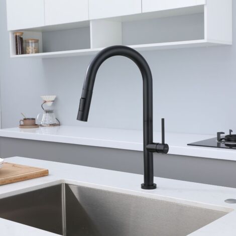 DILECI - Robinet de cuisine avec Douchette Extractible noir mat
