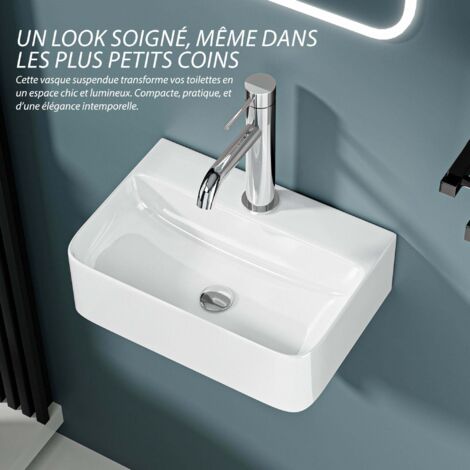 DILECI - Vasque lave-mains suspendu blanc (36x25x11)