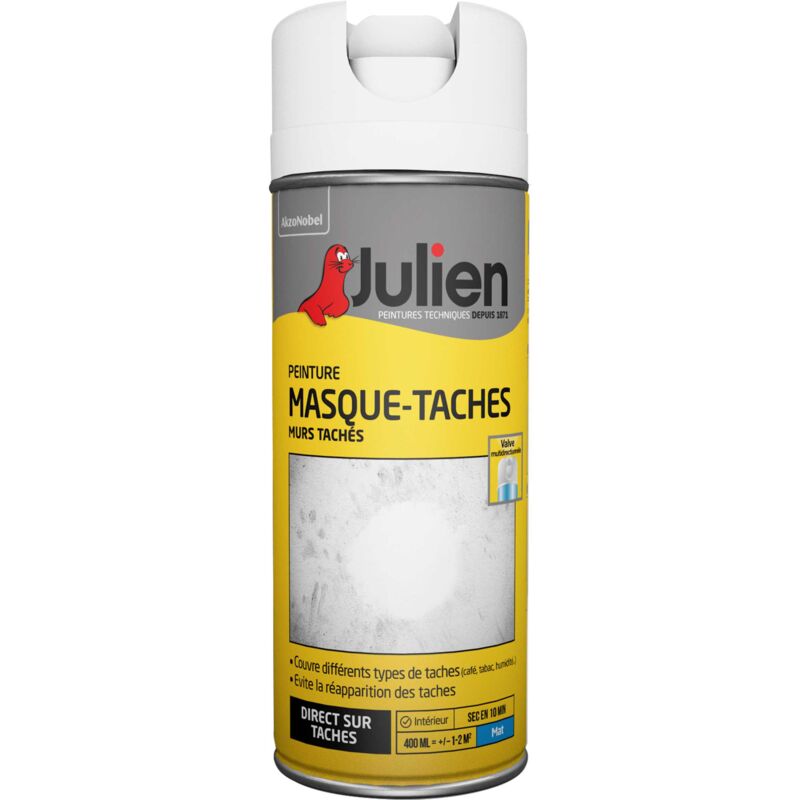 Julien - Sous-couche aérosol Masque-taches - Mat Blanc - 400 ml