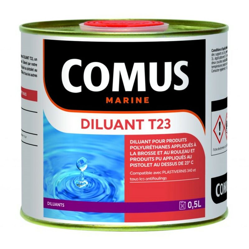 Comus - diluant T23 - 0,5L Diluant pour produits polyuréthanes appliqués à la brosse et au rouleau incolore