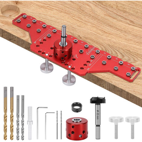 Dima due in uno per perni e cerniere per ripiani, dima di foratura per perni di ripiani con punte da trapano da 5 mm e 1/4" (6,35 mm), dima per cerniere di mobili con punzone.