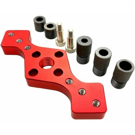 Dima per fori tascabili verticali Guida per trapano per la lavorazione del legno Foro autocentrante Guida per punte per trapano Jig Locator Pin Fixture Rosso Altri strumenti per la lavorazione del leg