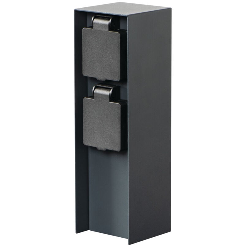 Poteau de jardin dasto avec prises de courant 230V - IP44 - Acier inoxydable - Anthracite - Installation extérieure