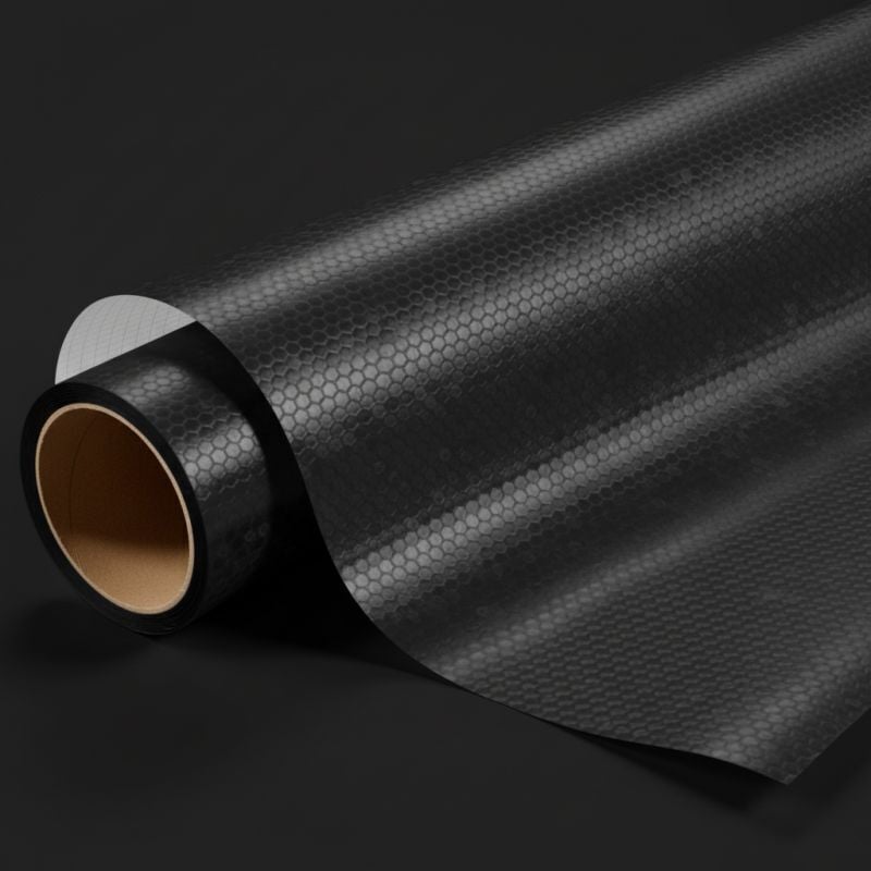 Dimexact - Covering carbone noir alvéolé pour toutes surfaces - Haute finition - 152 cm x 2.5 m - En Rouleau