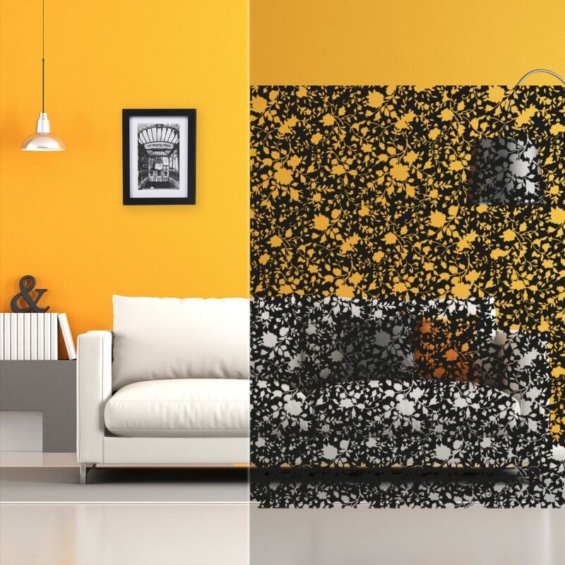 Dimexact - Film adhésif décoratif à fleurs noires - 152 cm x 0.5 m - En Rouleau