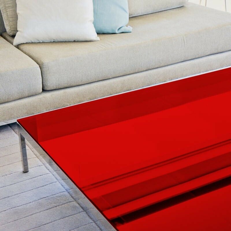 Dimexact - Film de protection pour table en verre rouge transparent - 152 cm x 0.5 m - En Rouleau - rouge