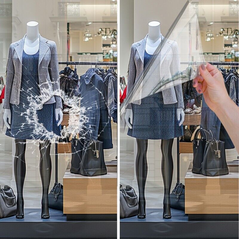 Dimexact - Film de protection pour vitrage pour choc depuis l'intérieur - incolore 125 microns - 152 cm x 1 m - En Rouleau