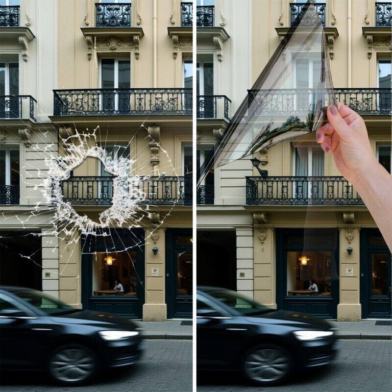 Film anti effraction incolore pour choc depuis l'extérieur - 210 microns - 152 cm x 2 m - En Rouleau - Dimexact