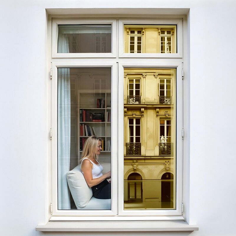 Dimexact - Film anti regard pour fenêtre à petit vitrage vis-à-vis proche - doré - 152 cm x 0.5 m - En Rouleau