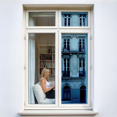 DIMEXACT - Film miroir sans tain pour grand vitrage vis-à-vis proche - bleu - 75 cm x 1 m - En Rouleau