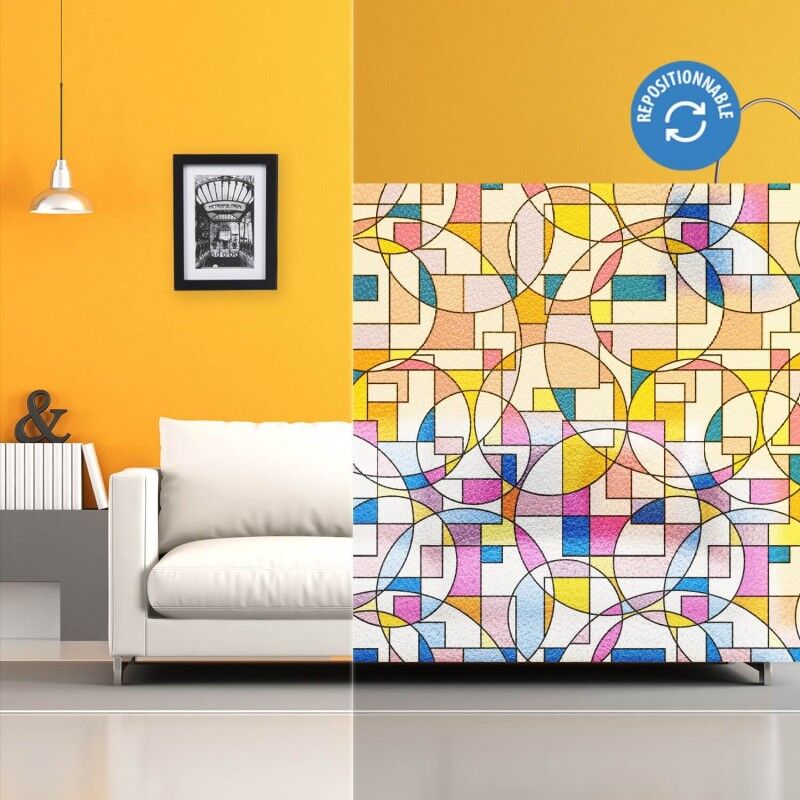 Dimexact - Film repositionnable à motifs géométriques colorés - 120 cm x 1 m - En Rouleau