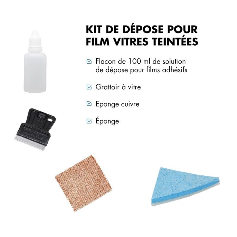 Kit de dépose pour film adhésif pour vitrage et pour voiture - Dimexact