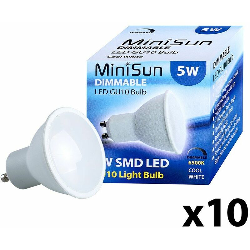 GU10 LED Light Bulbs Dimmable A+ Bulbs Cool White - Pack of 10