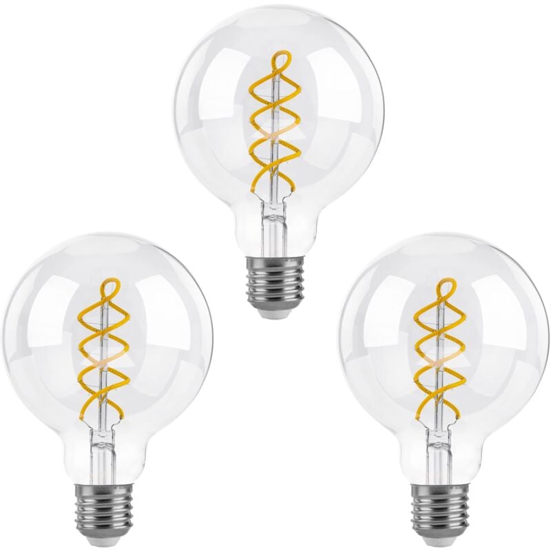 Dimmable Ampoules LED E27, G80 Vintage LED à Filament Spirale Ampoule Décorative, 6W(équivalent 40W), Blanc Chaud 2700K, 550LM, Verre transparent,