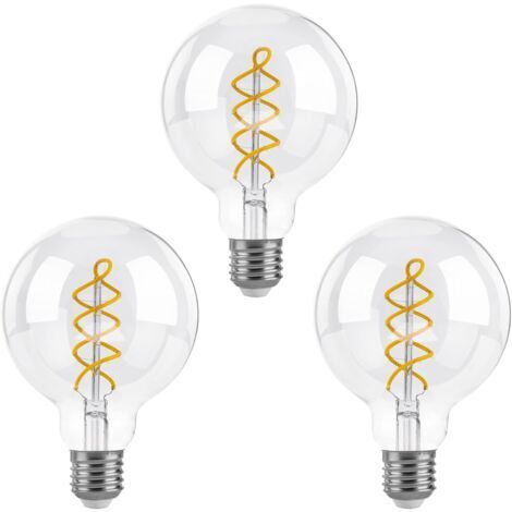 Dimmable Ampoules LED E27, G80 Vintage LED à Filament Spirale Ampoule Décorative, 6W(équivalent 40W), Blanc Chaud 2700K, 550LM, Verre transparent, Lot de 3