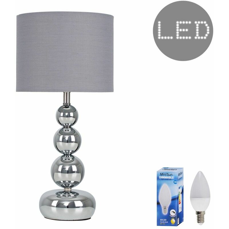Marissa Modern Touch Dimmer Table Lamp Stacked Ball - Grey - Including LED Bulb