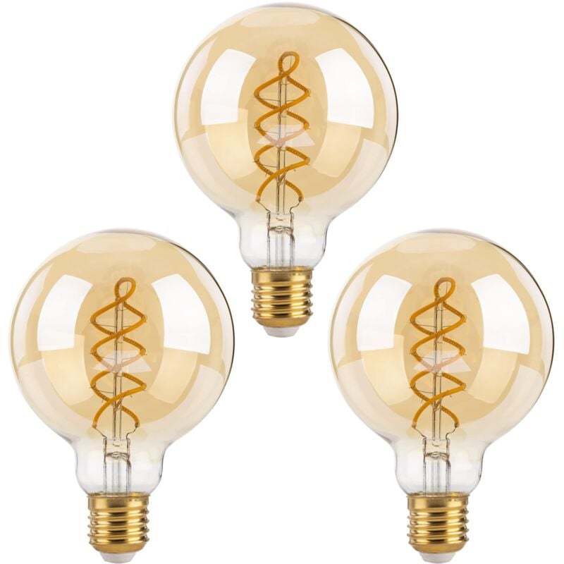 Beijiyi - Dimmable Edison Ampoules led E27, G80 Vintage led à Filament Spirale Ampoule Décorative, 4W(équivalent 40W), Blanc Chaud 2700K, 470LM,