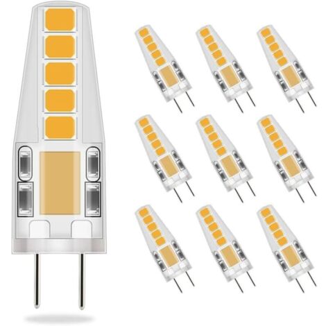 Dimmable G4 LED Ampoules,3W Équivalent à 30W Lampe Halogène,300LM Blanc Chaud 3000K Ampoule à économie d'énergie,Sans Scintillement,AC/DC12-24V,Angle De Faisceau 360°,G4 Bi-pin,Lot de 10