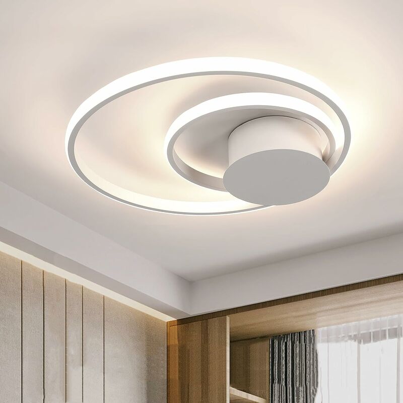 Goeco - Dimmable Led Ceiling Light 30W Modern Circle Rings Dimmable Ceiling Lamp 3000K-6000K For Salon Bedroom Dining Room White Bureau