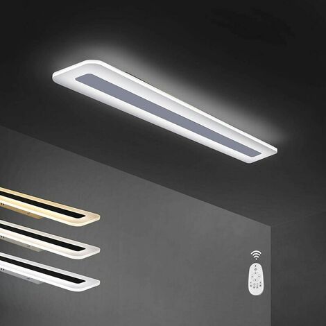 Dimmable LED Ceiling Panel Light with Remote Control Metal and Acrylic White Desk Lamp for Living Room Bedroom Corridor Kitchen Balcony