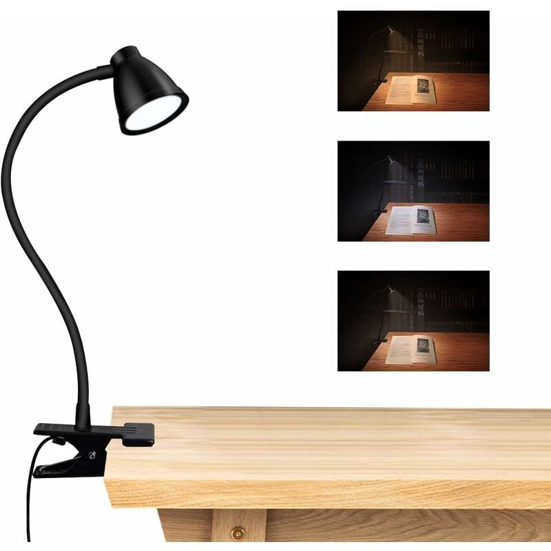 Hiasdfls - Dimmable led Clamp Desk Lamp, Foldable Architect Lamp with Clamp, 360° Flexible 3 Color Mode Aesthetic Lamp with Metal Swing Arm,