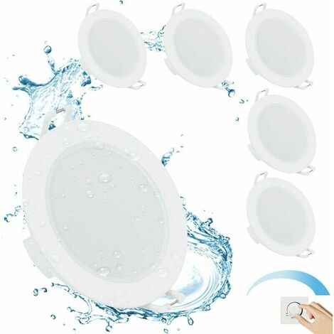 Dimmable Led Recessed Spotlight, 3W 4000K Natural White, IP65 Bathroom Led Ceiling Light, 35mm Extra Flat Led Spotlight, Hole Diameter Φ68-80mm, AC230V Ceiling Lighting for Living Room, Set of 6