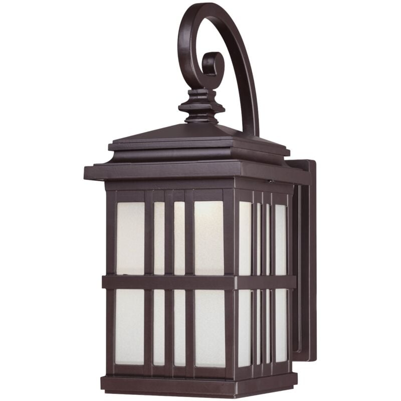 Dimmable led Wall Light Lantern Bronze / Frosted Glass