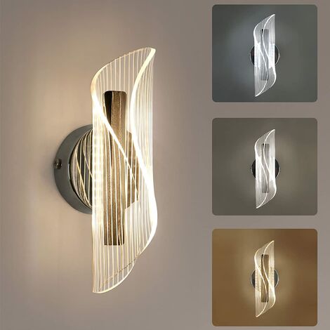 GOECO Dimmable LED Wall Light Modern Wall Sconce 12W 3000K/4000K/6000K for Bedroom, Living Room, Hallway, Entryway, Silver