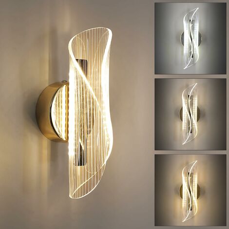 GOECO Dimmable LED Wall Light Modern Wall Sconce 12W 3000K/4000K/6000K for Bedroom, Living Room, Hallway, Entryway, Silver