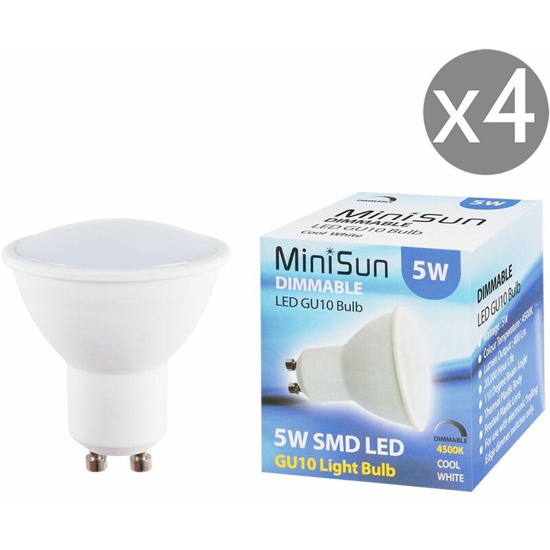 5W LED GU10 Spotlight Light Bulb 4500K Neutral White - Pack of 4
