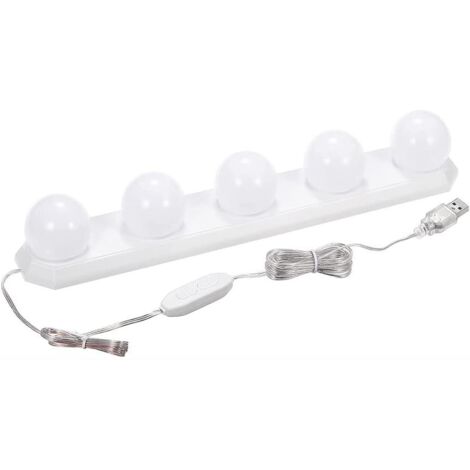 Dimmable USB LED Bathroom Mirror Light with 5 Bulbs and 33.5cm USB Cable