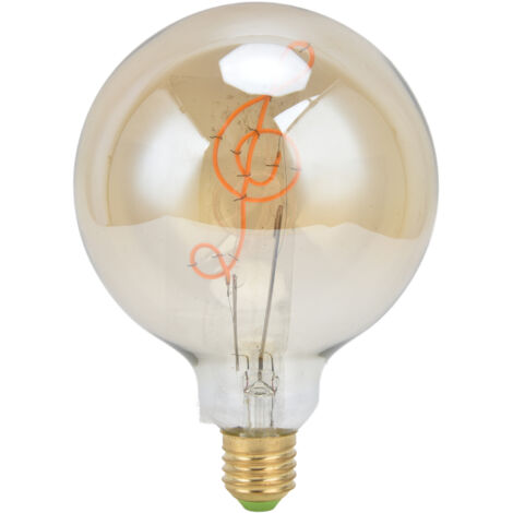 Dimmbare 4-W-G125-LED-Lampe, klar mit Glühfaden, Musiknoten-Design, warmes Licht, 220 V für Kronleuchter, verbesserte Klangwiedergabe