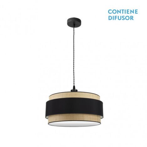 Dimmbare Hängeleuchte Modell Kandy 2xE27 Natur/schwarz FABRILAMP