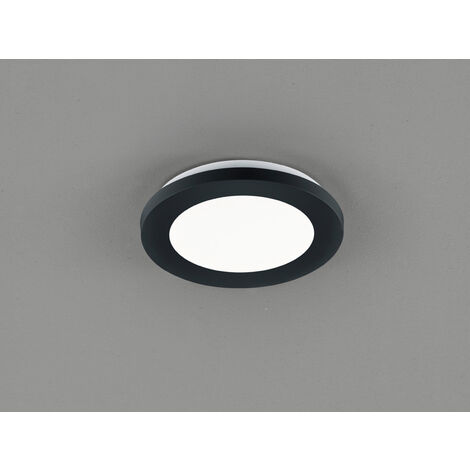 Dimmbare LED Deckenleuchte CAMILLUS flache Badezimmerlampe Ø17cm schwarz IP44