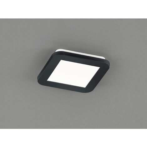 Dimmbare LED Deckenleuchte CAMILLUS flache Badezimmerlampe 17x17cm Schwarz IP44