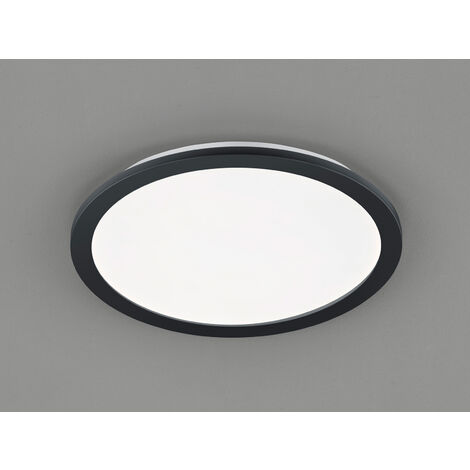 Dimmbare LED Deckenleuchte CAMILLUS flache Badezimmerlampe Ø40cm schwarz IP44
