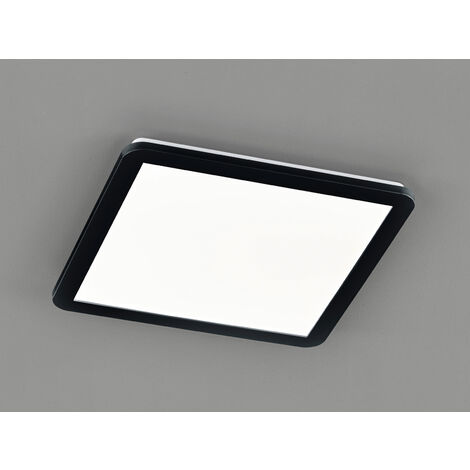 Dimmbare LED Deckenleuchte CAMILLUS flache Badezimmerlampe 40x40cm Schwarz IP44