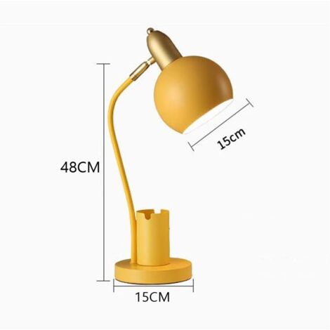 Dimmbare LED-Schreibtischlampe aus Metall, für Wohnzimmer, Schlafzimmer, Heimdekoration, Macaron-Beleuchtung, Arbeitszimmer, Schlafsaal, Beleuchtung, Nachttischlampe, Gelb