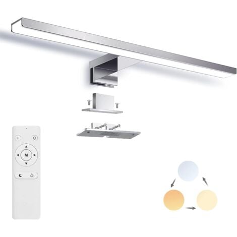 Dimmbare LED-Spiegellampe, Badezimmer-Wandlampe 40 1200LM 12W IP44, einstellbare Farbe 3000K 4500K 6000K, Spiegellampe mit Fernbedienung, Aufsteckspiegel, Schrank, LED-Wandlampe HIASDFLS