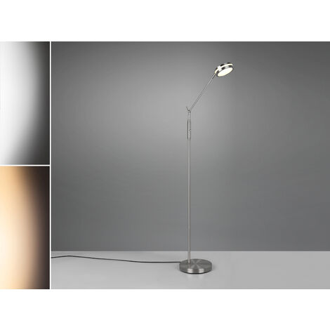 Dimmbare LED Stehleuchte FRANKLIN schwenkbar, Höhe 133cm, Silber