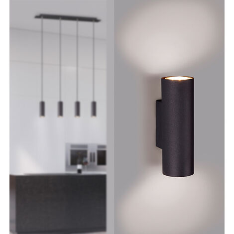 Dimmbare LED Up & Down Innenwandleuchte aus schwarz mattem Metall, Höhe 18cm