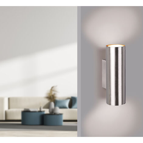 Dimmbare LED Up & Down Innenwandleuchte aus Silber mattem Metall, Höhe 18cm
