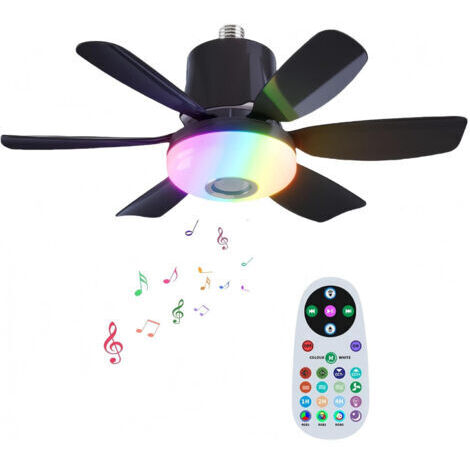 Dimmbarer LED-Deckenventilator mit RGB-Beleuchtung – Ø 47 cm – Fernbedienung – Integrierter Bluetooth-Lautsprecher – 3 Geschwindigkeitsstufen – Timerfunktion