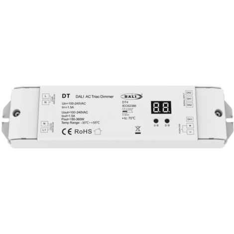 Dimmer DALI a TRIAC 1 Canale Compatibile con Pulsante  Bianco
