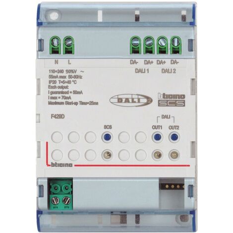 Dimmer DALI e DALI2 con 2 uscite indipendenti fino a 32 reattori BTicino F429D