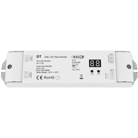 Dimmer DALI zu TRIAC 1 Kanal Kompatibel mit Taster Weiß